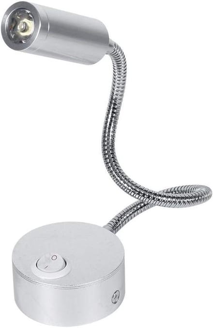 LED Reading Light Wall Mounted Bedside Lamp Wall Lamp Book Lights with Gooseneck and On/Off Switch for Home Office (White-1W)