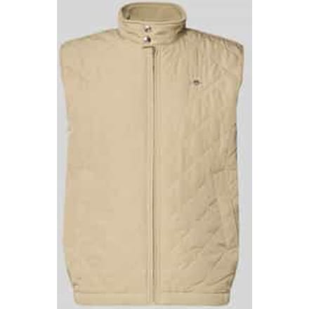 Gant Vest Solid Color Micro Textured Cotton Zip Avond Blauw / male