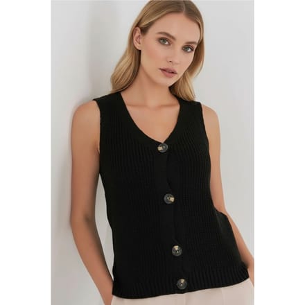 Gestructureerde V-hals Geknoopte Waistcoat