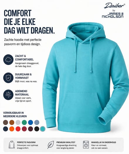 James And Nicholson Heren Basis Hoodie (Turquoise)
