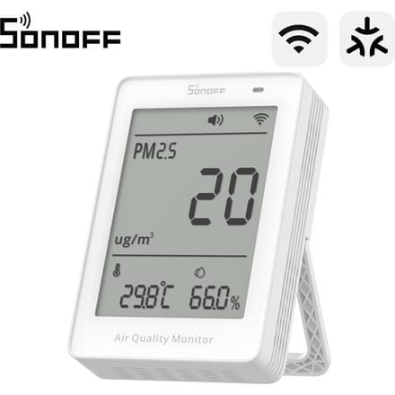 SONOFF SAWF-07P AirGuard PM2.5/PM10 Matter Over Wifi Luchtkwaliteitsmeter 2-seconde updates Geluids- en lichtalarm Temperatuur Vochtigheid