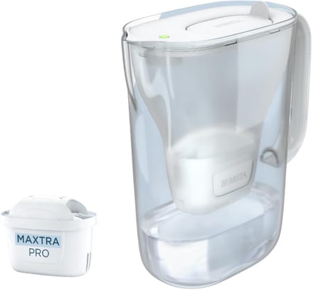 BRITA waterfilterkan Style Essential - 2,4L - Wit - incl. 1x MAXTRA PRO Pure Performance waterfilter - past in de koelkast, met Smart LED Light & klapdeksel