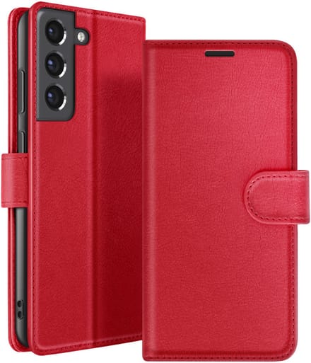 Zanae, Hoesje geschikt voor Galaxy S21 FE 5G - Wallet Case & Magneetsluiting, Rood