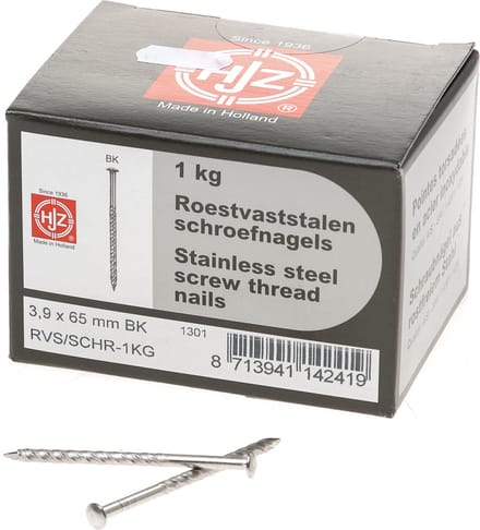 HJZ schroefnagels 3.9x65 BK RVS A2 (1 KG)