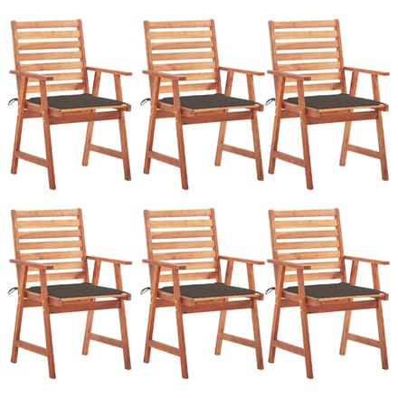 vidaXL - Tuinstoelen - 6 - st - met - kussens - massief - acaciahout