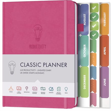 Omgoods - Hot Pink Classic Luxe Productiviteit Planner - Ongeorganiseerde Dagboek Organizer