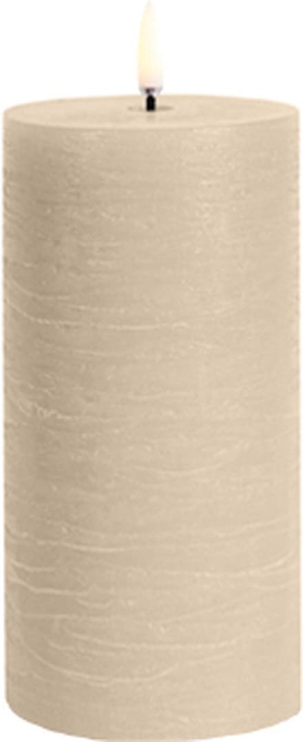Led Kaars BEIGE Uyuni - BEIGE Led kaars - 3D VLAM - LED BEIGE Pillar Candle - 7,8 cm x Hoogte 15 cm