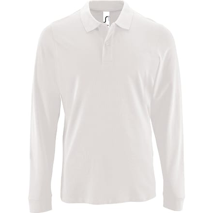 SOLS Heren Perfecte Lange Mouw Pique Polo Shirt (Wit)