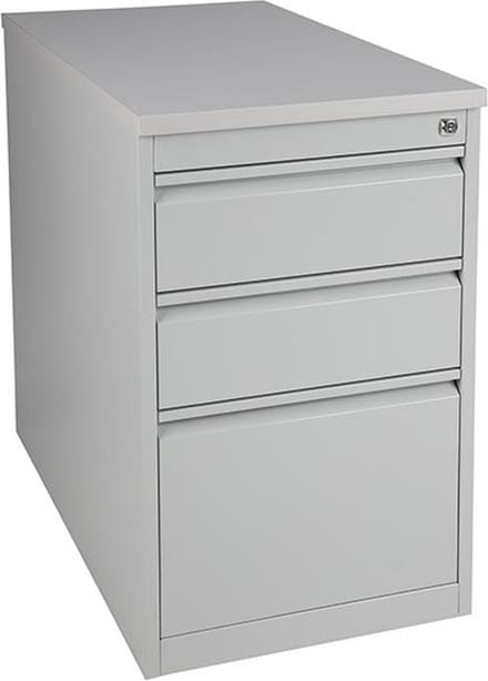 Praktische standcontainer 3 lades diep 80CM kleur Wit (RAL9010) topblad Lichtgrijs