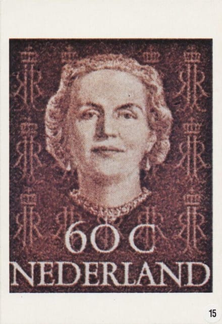 Briefkaart met afbeelding Koningin Juliana postzegel