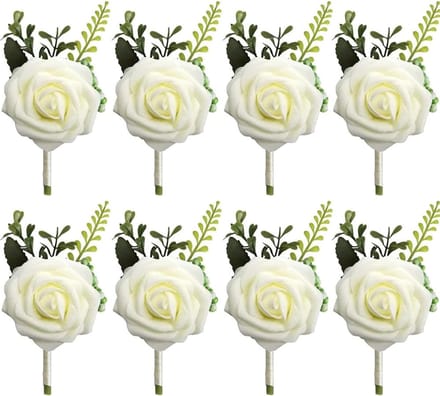 8 Stuks Rozen Corsages voor Bruiloft - Bruidegom, Bruidsmeisjes en Gasten