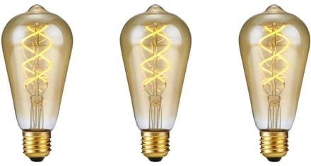 SPL E27 LED Lamp 5W 3 Staps Dimbaar - Extra Warm Wit - LED Filament ST64 - Amber - Vervangt 39W - 3 Stuks