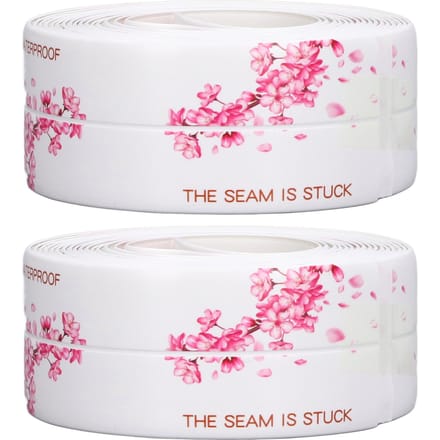 2 Pièces Ruban Imperméable Auto-Adhésif PVC Bande d'Étanchéité Mastic pour Cuisine Salle de Bain 3.2 Mètres white
