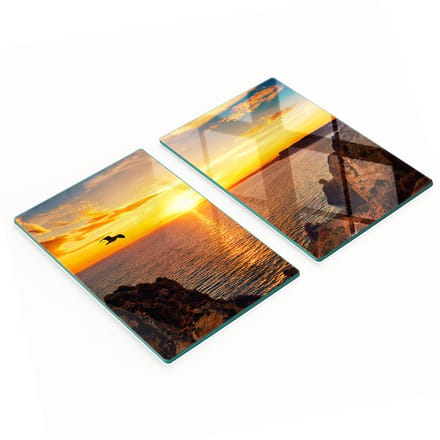 Decoratieve glazen snijplanken Zonsondergang boven de zee 2x40x52 cm