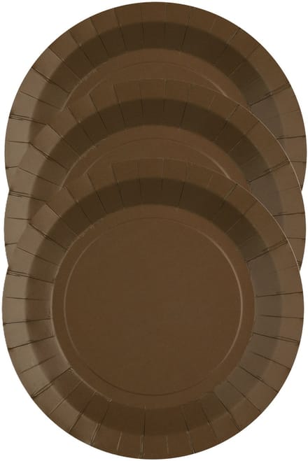 Santex Bordjes karton - 20x - rond - bruin - 22 cm - feestbordjes