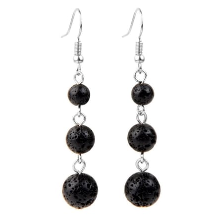 Fako Bijoux® - Oorbellen - Natuursteen - 6-8-10mm - Lavasteen