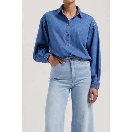 Mud Jeans Reese Denim Shirt - Medium Stone Medium Stone Taglia: S | Magliette intime Outlet | Donna | Blu