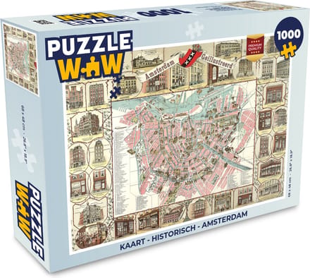 Puzzel Kaart - Historisch - Amsterdam - Legpuzzel - Puzzel 1000 stukjes volwassenen