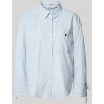 Tom Tailor - Oversized overhemdblouse met hartborduursel - Maat 34 - blue irregular stripe