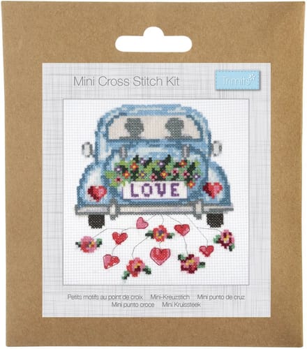 Borduurpakket Kruissteekpakket Telpatroon: Auto "Love"