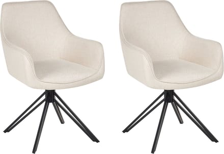 JODAR - Eetkamerstoel set van 2 - Lichtbeige - Polyester