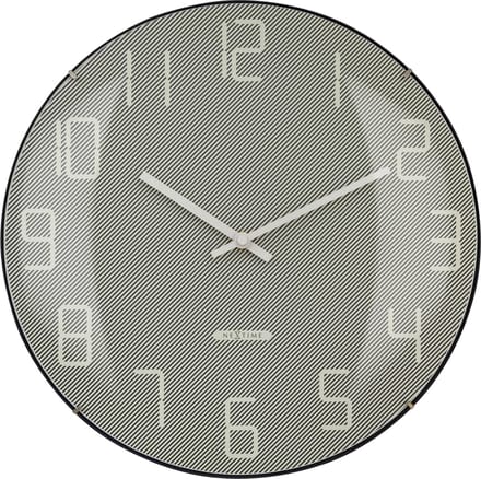 NeXtime Shade – Wandklok – 35 cm – Koepelvormig Glas – Grijs – Stil