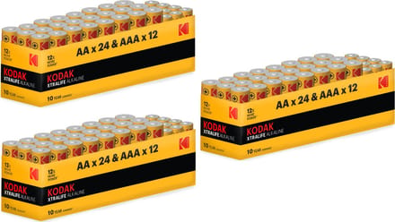 Kodak Xtralife alkaline batterijen 108 pack (72x AA+36x AAA)
