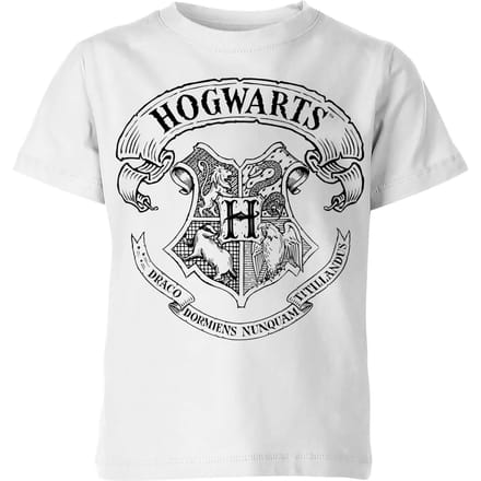 Harry Potter Hogwarts Crest Kinder T-shirt - Wit - 122/128 (7-8 jaar)