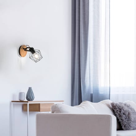 JUST LIGHT. GmbH Wandlamp Jaro verstelbaar zwart/hout 1-lamp