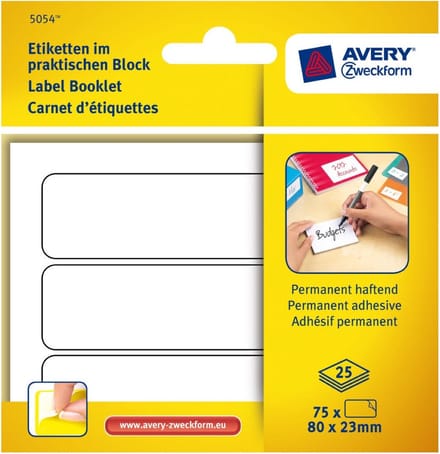 Etiketten in blok 80x23mm Permanent 75x stuks