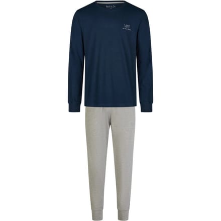 Phil & Co Essential Heren Pyjama Set Lang Donkerblauw/Grijs - Maat M