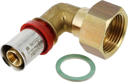 Bonfix Alu-pers fitting 2-delige kniekoppeling - met losse klingerit ring 3/4 x 16 - binnendraad x alu-pers