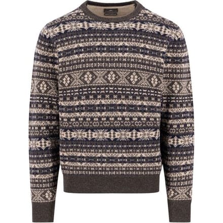 Fynch-Hatton Trui O-Neck Jacquard Lambswool Dark Chocolate / male