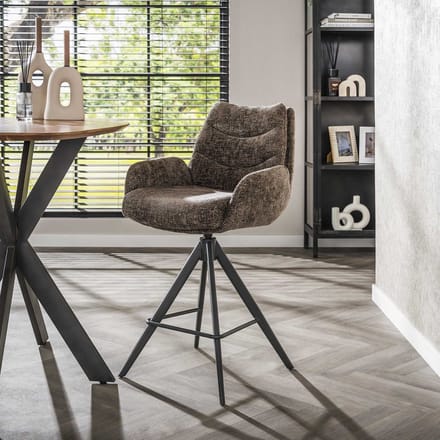 Set van 2 Barkrukken Elite Taupe Chenille Stof Rich Draaibaar