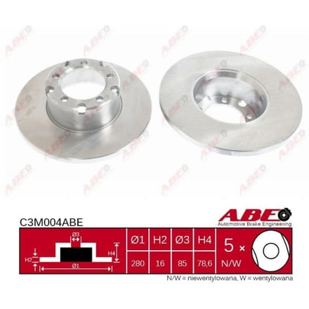 Remschijf ABE C3M004 voorkant, compleet, 1 Stuk