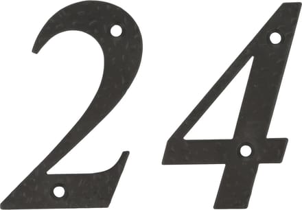 AMIG Huisnummer 24 - massief gesmeed staal - 10cm - incl. bijpassende schroeven - zwart