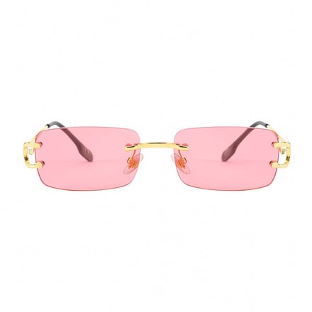 PBLIQ® Zonnebril Randloos - Heren - Dames - Rose - Goud