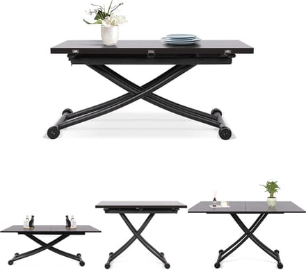 Uitschuifbare Tafel - Functionele Salontafel - Kleine Ruimte - Hef- en Vouwbaar - 39x45x48cm - Zwart Walnoot