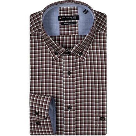 Giordano Overhemd Ivy Button Down Colorful Twill Check Rood / male