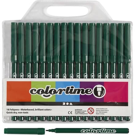 Colortime Stiften Lijndikte 2 Mm Donkergroen 18 Stuks