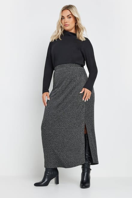 Yours Midirok Met Zijsplit In Metallic Zilver Size 46