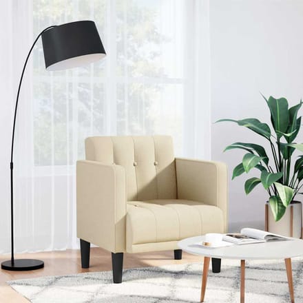 vidaXL - Fauteuil - met - armleuningen - Crème - 53 - cm - Stof