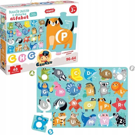 Alfabetpuzzel met de Straat - Leer Letters & Dieren - 96x64cm