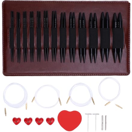 Sets d'aiguilles à tricoter circulaires interchangeables Aluminium noir pour pull 13 paires 3mm 10mm black