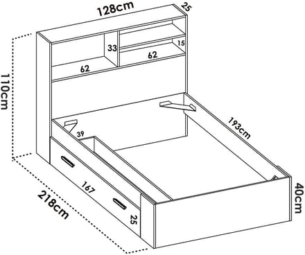 Vente-unique Bedframe hout antracietgrijs, natuurlijk licht 120 x 190 cm