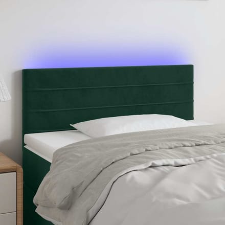 vidaXL - Hoofdbord - LED - 100x5x78/88 - cm - fluweel - donkergroen