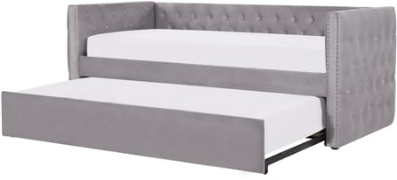 GASSIN - Onderschuifbed - Grijs - 90 x 200 cm - Fluweel