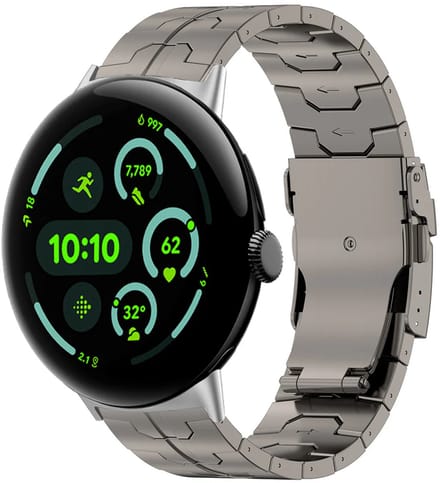 Strap-it Titanium 'Iron' bandje geschikt voor Google Pixel Watch 5 (45 mm) / 4 (45 mm) / 3 (45 mm) - Titanium kleur