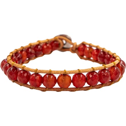 Armband van Carneool en echt leer voor dames Sloya Facelia