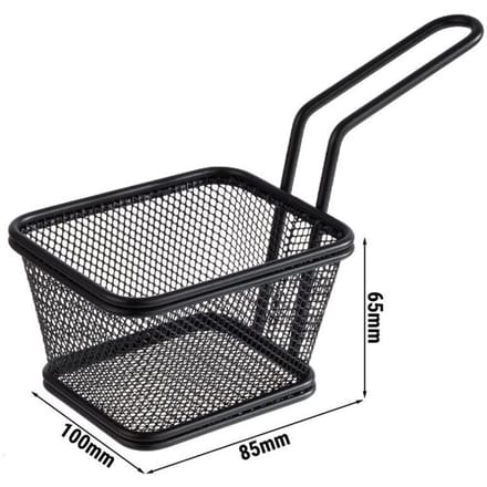 GGM Gastro (6 Stück) Servier Frittierkorb - SNACKHOLDER - Edelstahl - 100x85mm - Schwarz